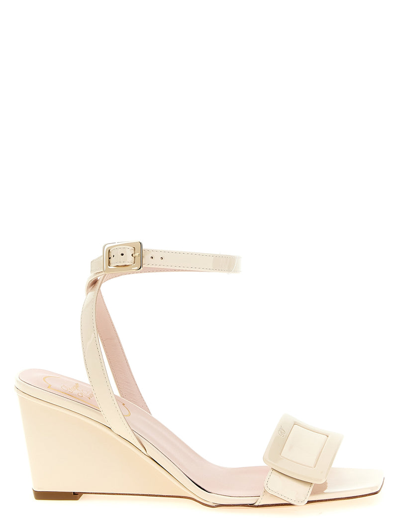 Sandales compensées Roger Vivier en veau blanc
