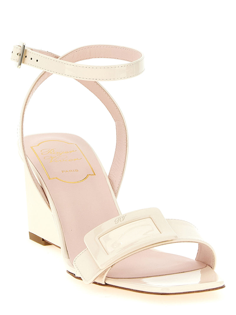 Sandales compensées Roger Vivier en veau blanc
