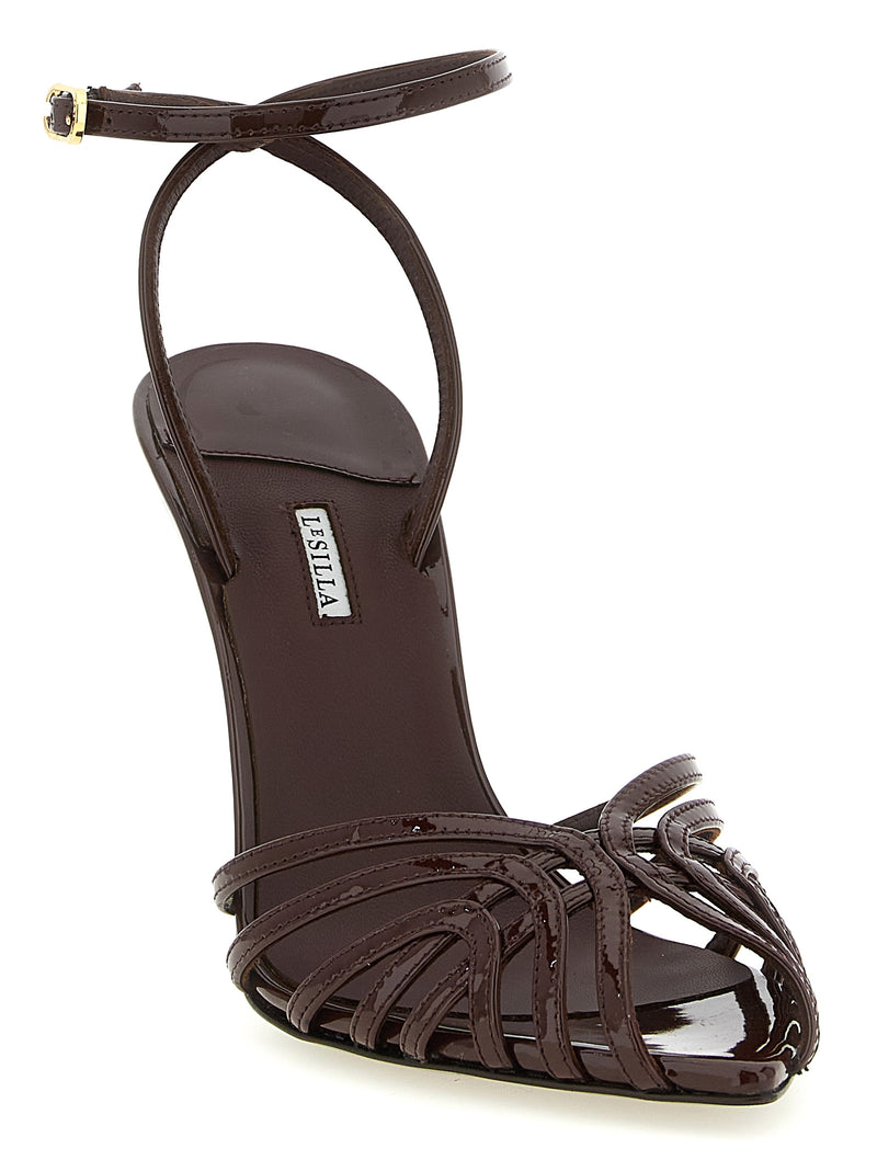 LE SILLA Sandales à talon aiguille en cuir de veau marron