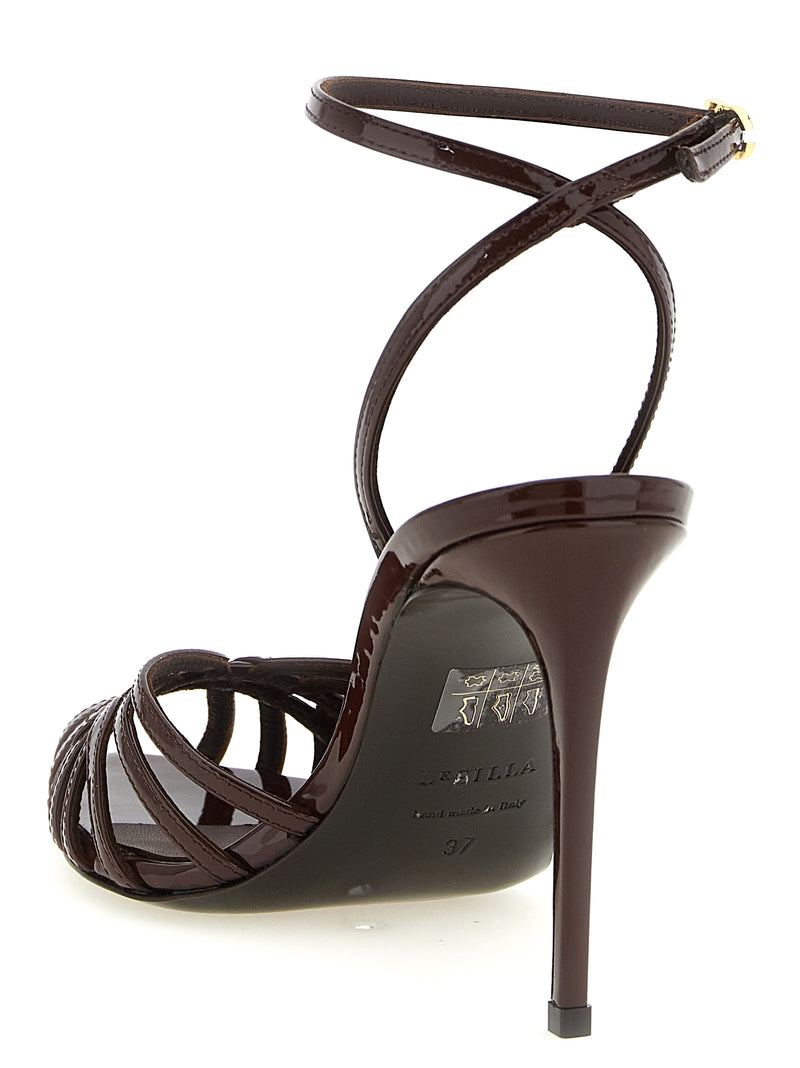 LE SILLA Sandales à talon aiguille en cuir de veau marron