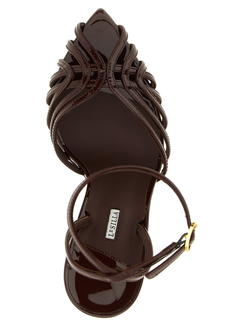 LE SILLA Sandales à talon aiguille en cuir de veau marron