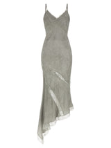 The Andamane Gray Viscose Long Dress - Rosetta Model