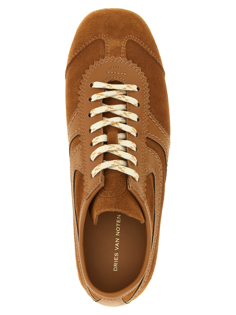 Baskets basses Dries Van Noten en cuir de veau marron