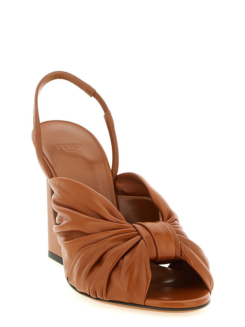 Sandales à talons aiguilles Fendi en cuir d'agneau marron