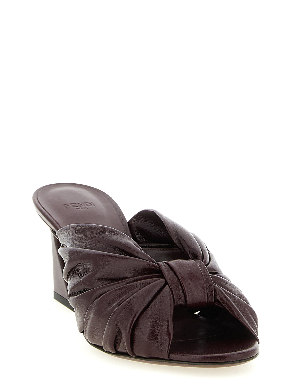 Fendi Arco Bordeaux Lamb Leather Platform Sandals