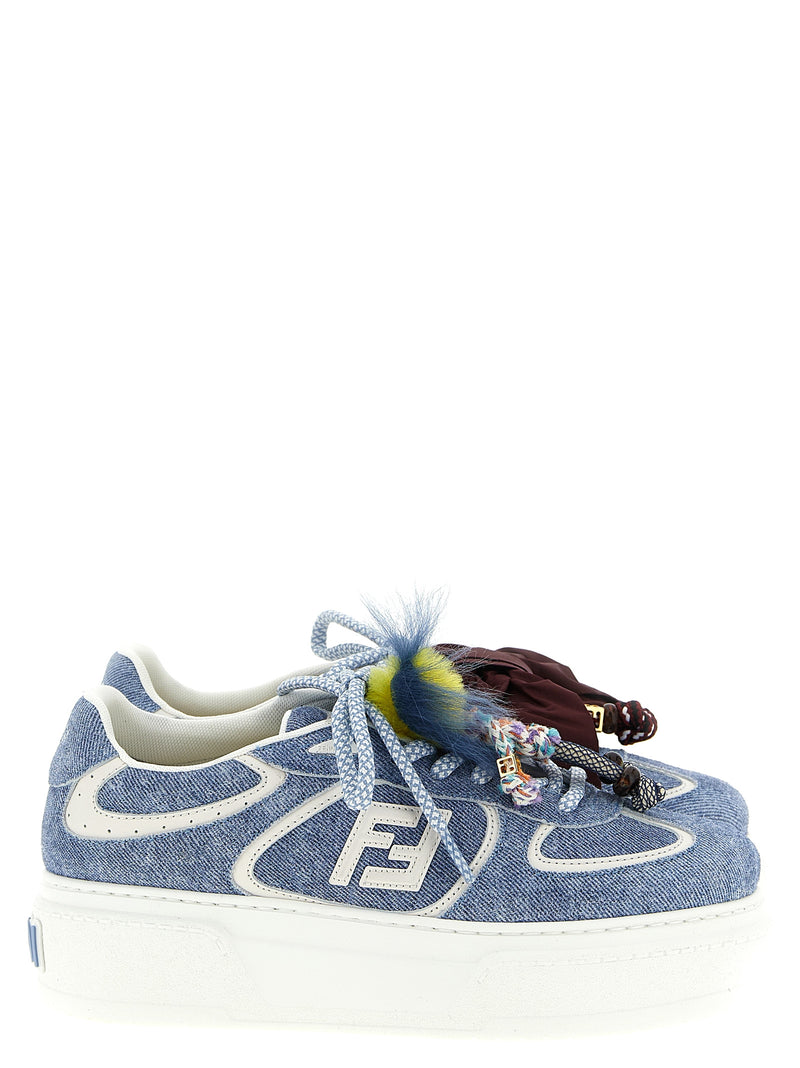 Fendi Match Light Blue Calfskin Platform Sneakers