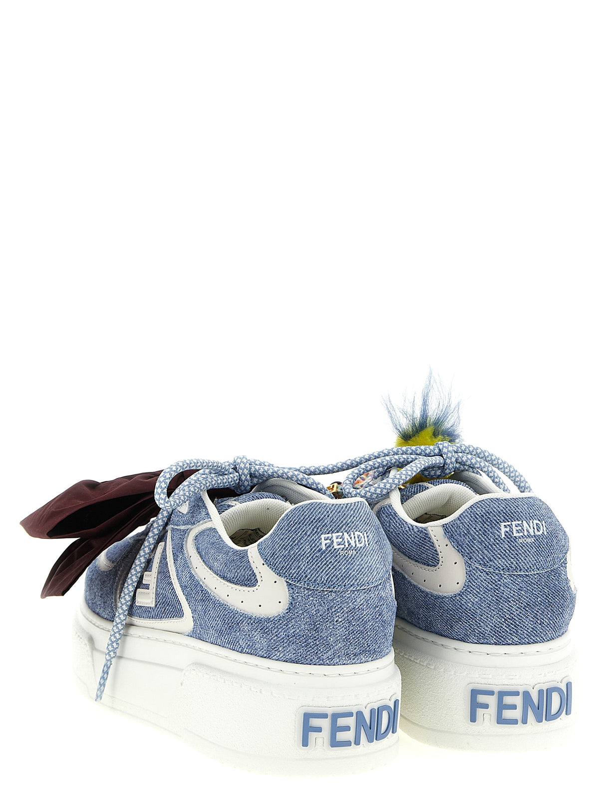Fendi Match Light Blue Calfskin Platform Sneakers
