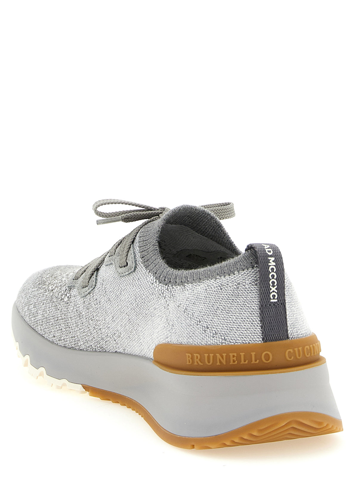 Baskets de sport en coton gris Brunello Cucinelli