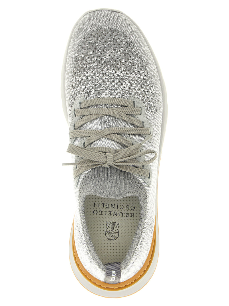 Baskets de sport en coton gris Brunello Cucinelli