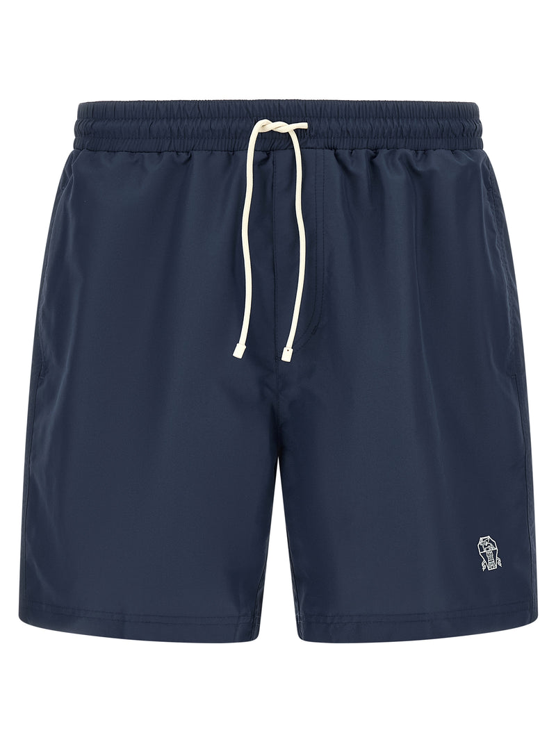 Short de bain bleu en polyester Brunello Cucinelli
