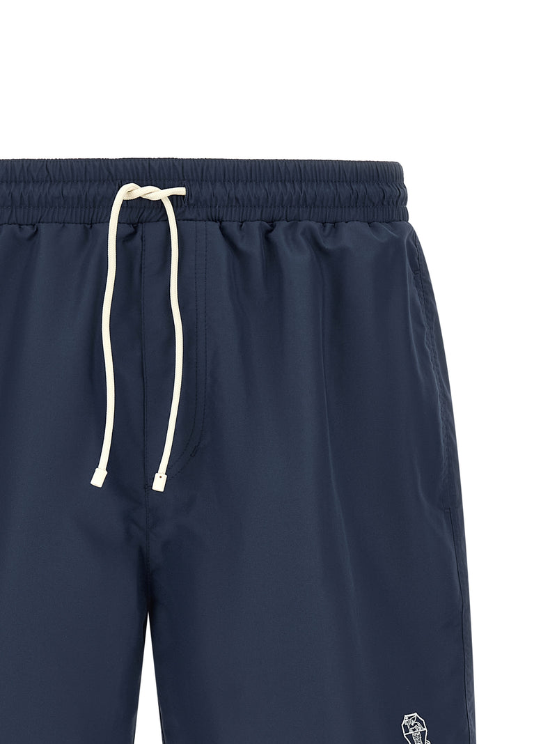 Short de bain bleu en polyester Brunello Cucinelli