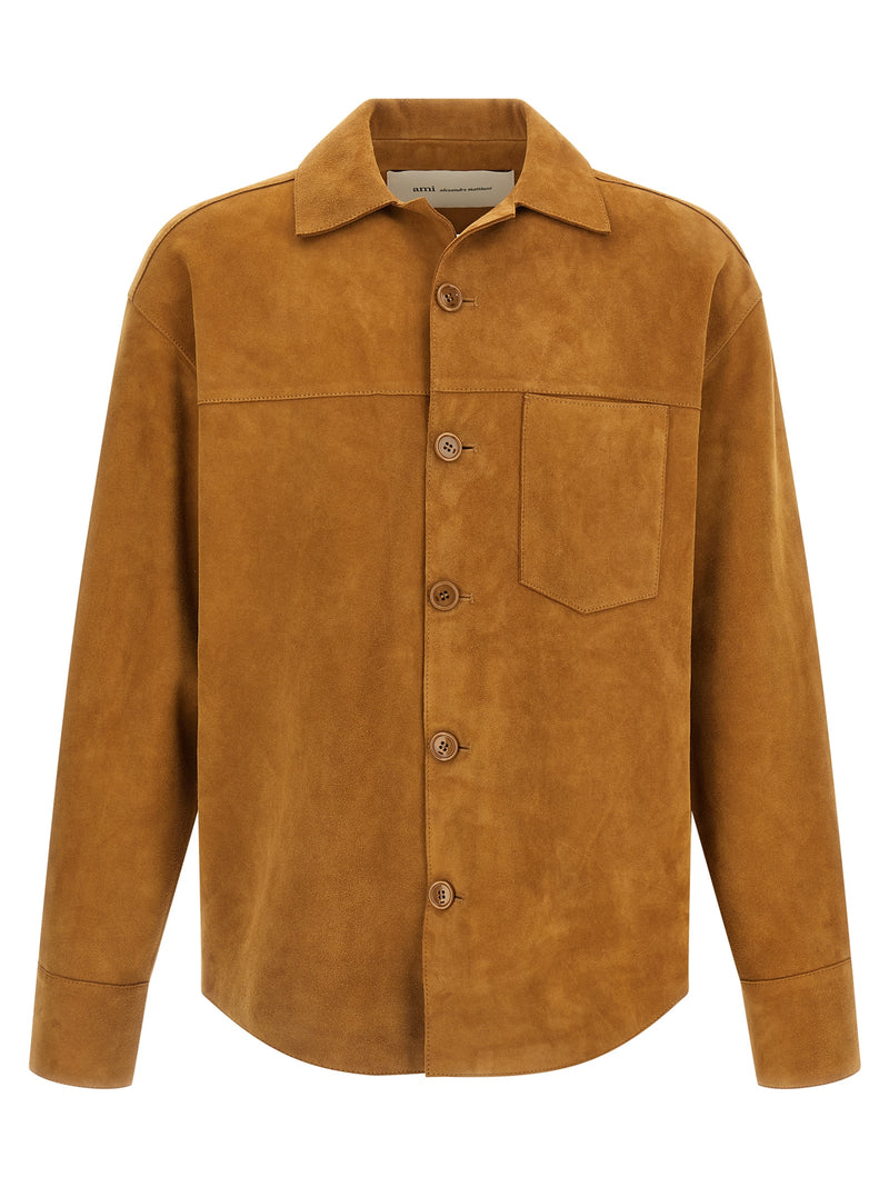 Ami Paris Brown Lamb Leather Jacket