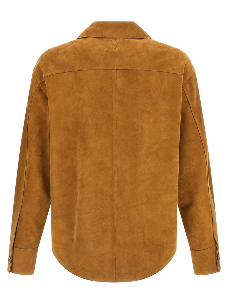 Ami Paris Brown Lamb Leather Jacket