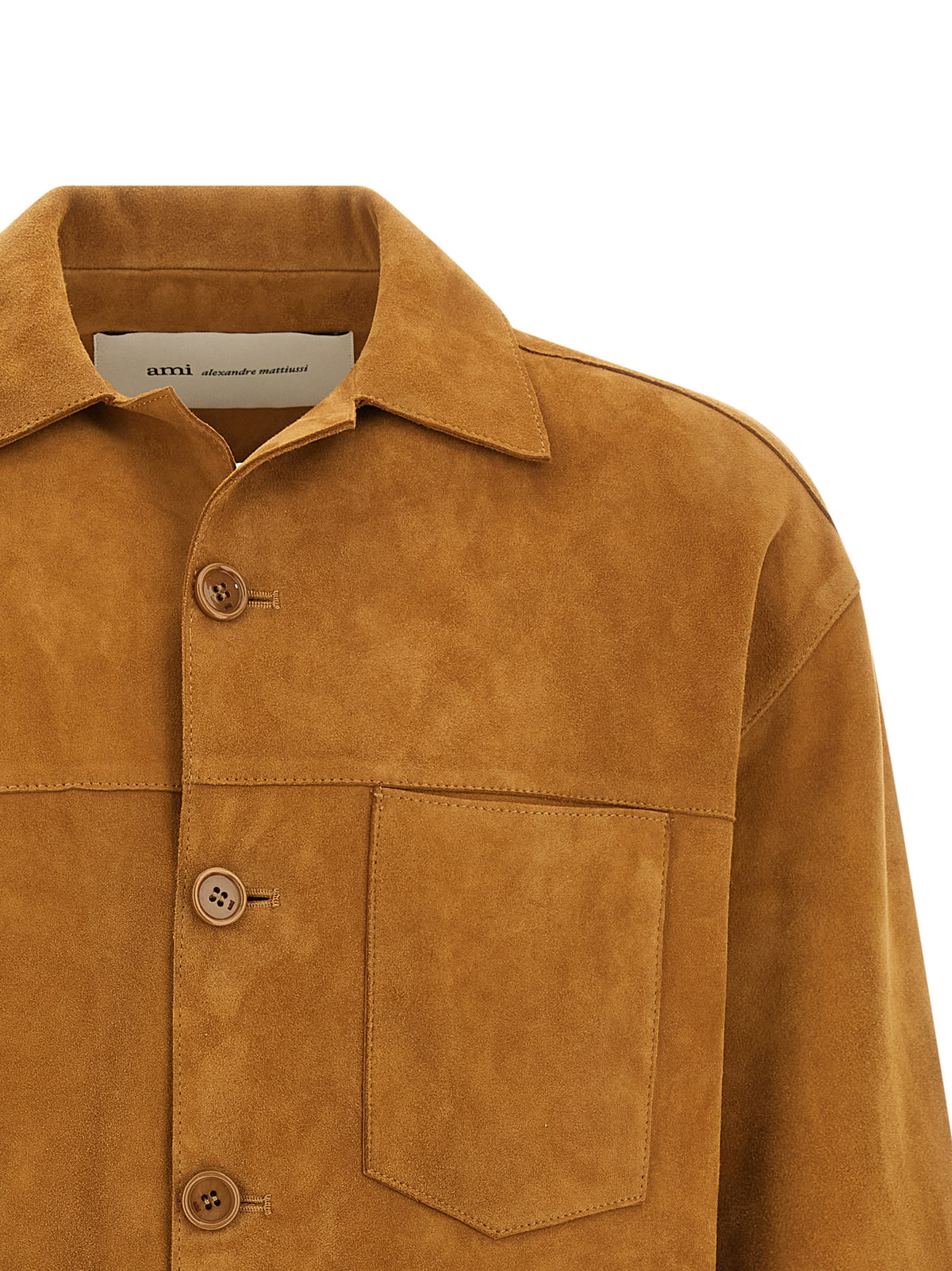 Ami Paris Brown Lamb Leather Jacket