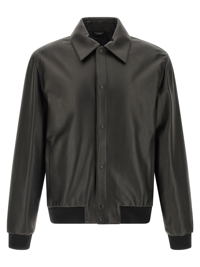 Fendi Blouson en cuir d'agneau noir