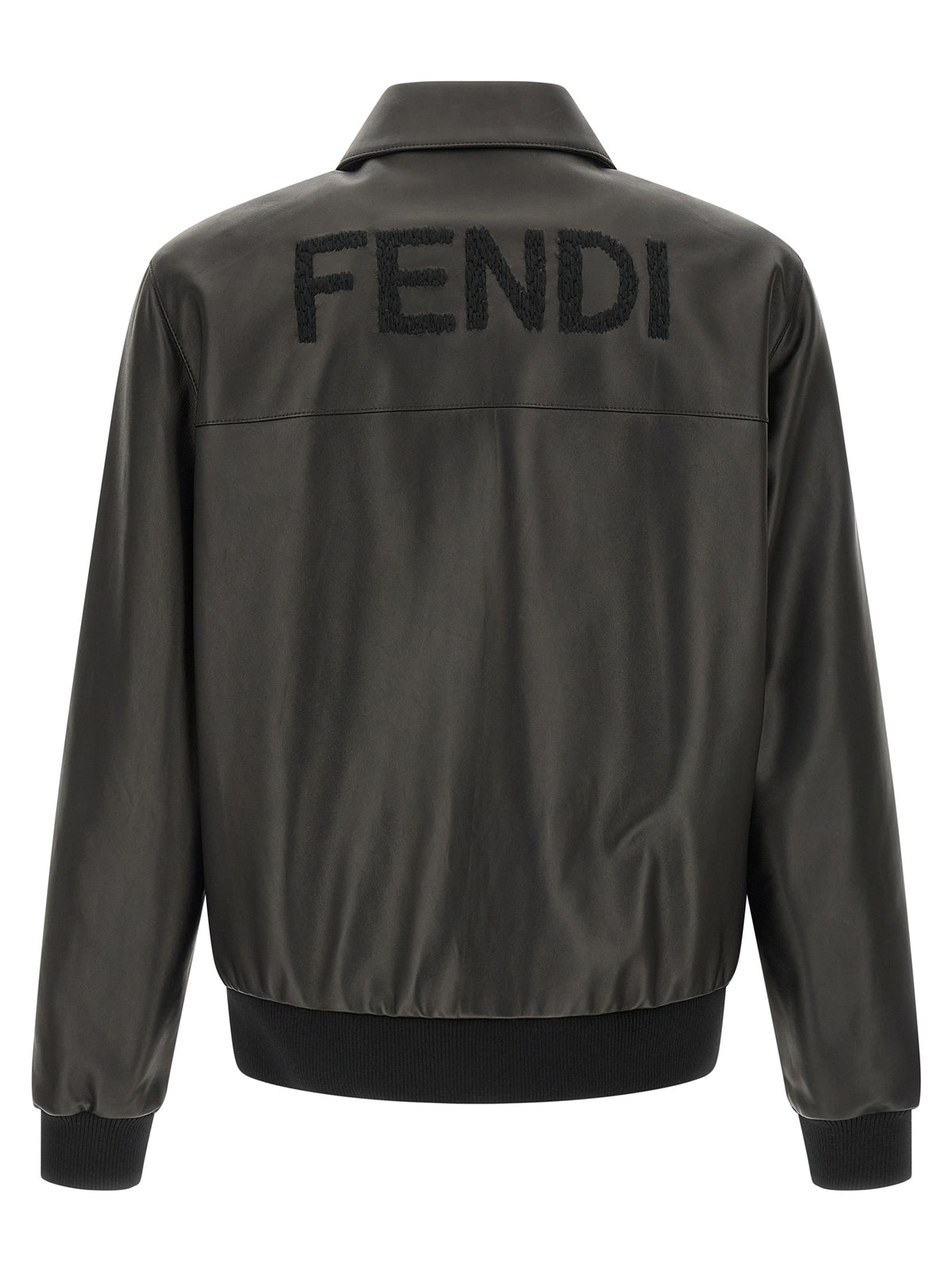 Fendi Blouson en cuir d'agneau noir