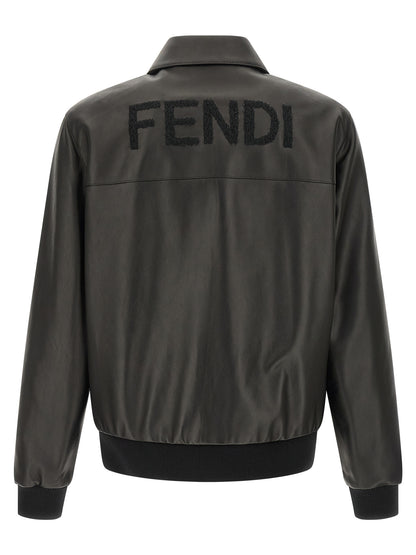Fendi Black Lamb Leather Leather Jacket