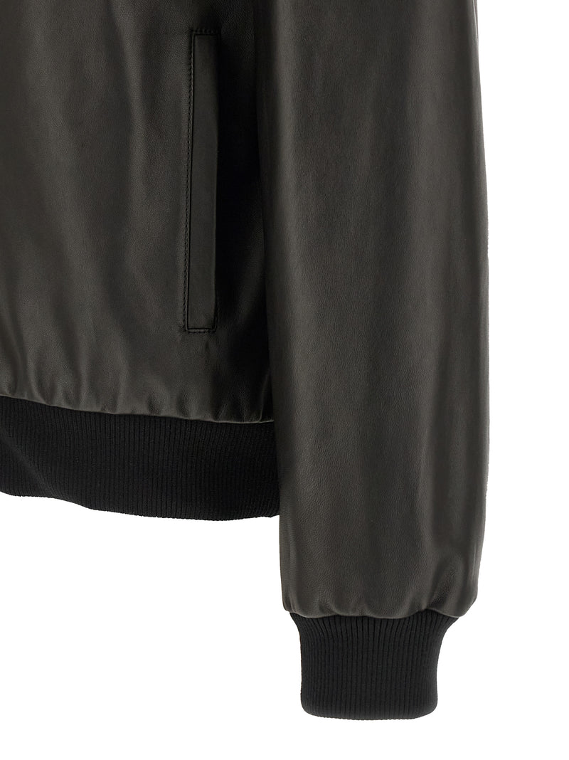 Fendi Blouson en cuir d'agneau noir
