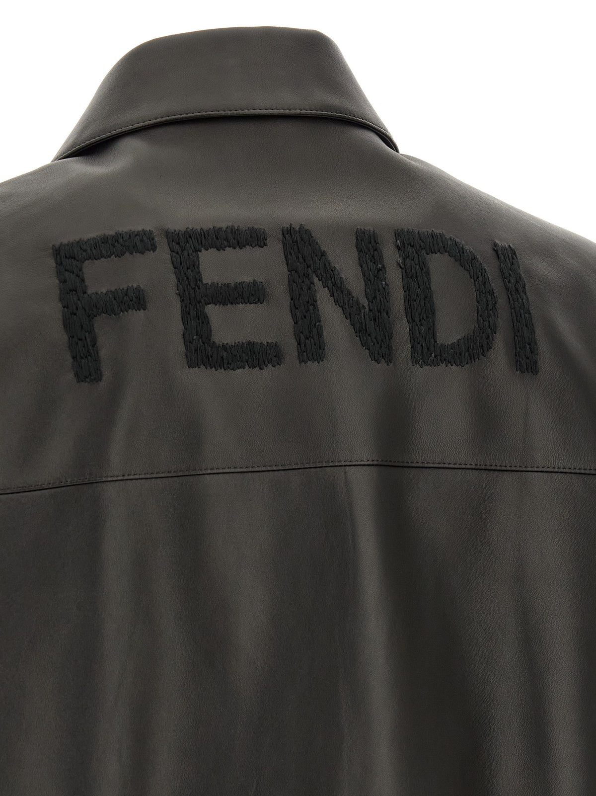 Fendi Blouson en cuir d'agneau noir