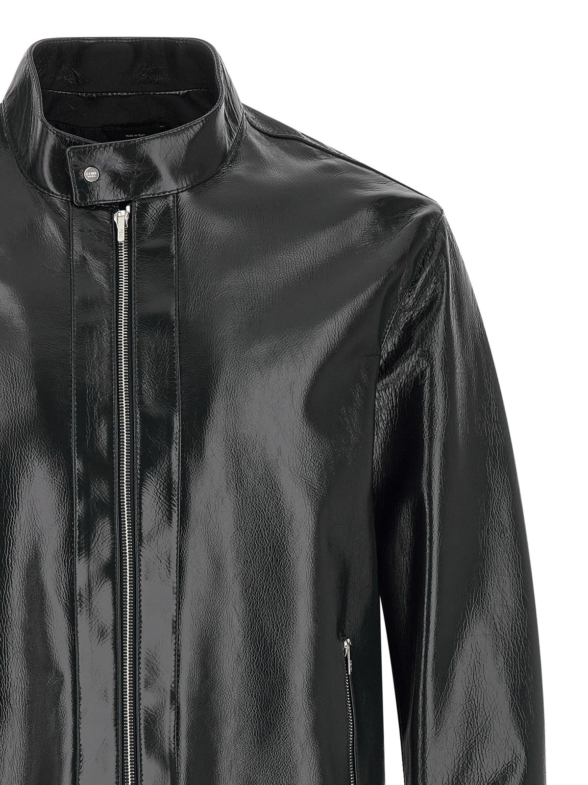Fendi Blue Lamb Leather Leather Jacket