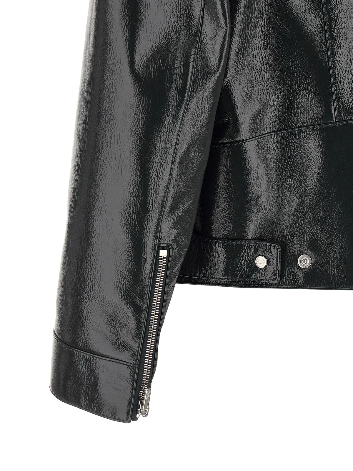 Fendi Blue Lamb Leather Leather Jacket