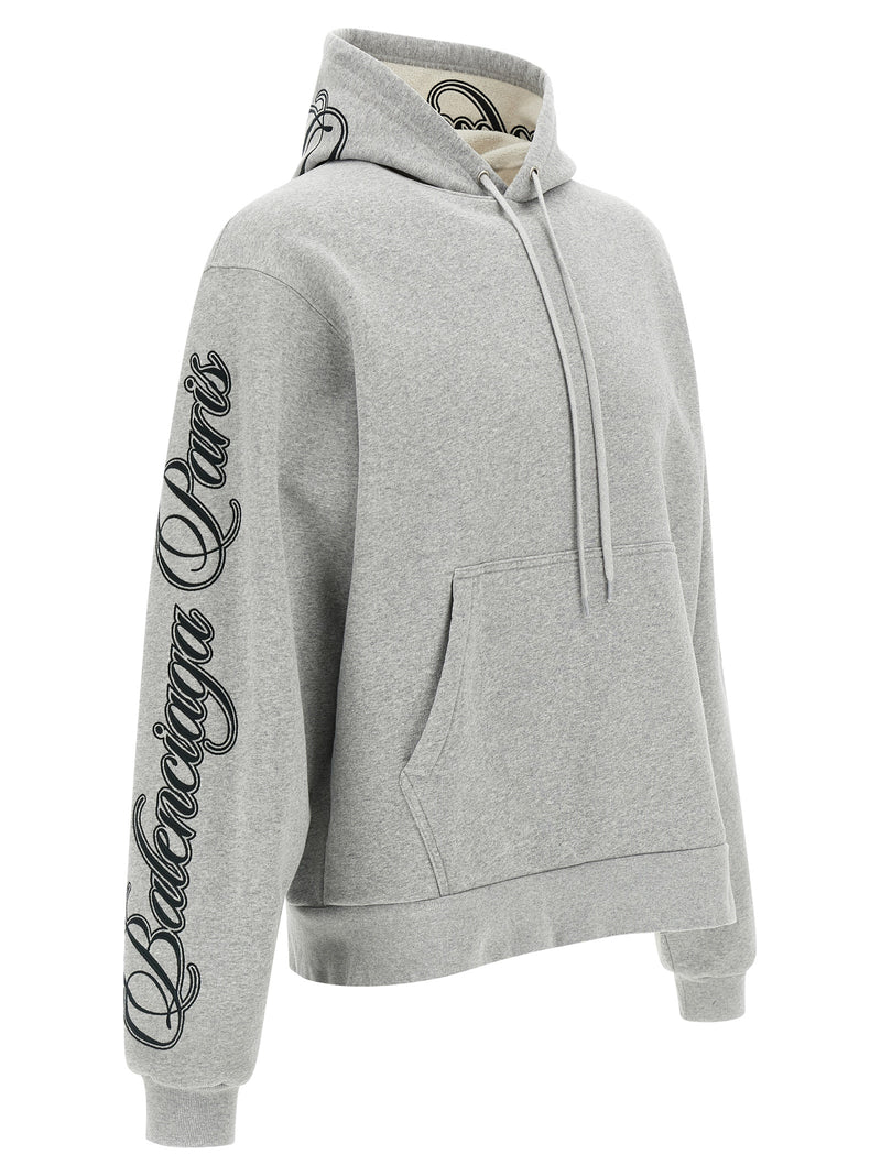 Balenciaga Gray Cotton Sweatshirt - Cursive Embroidery