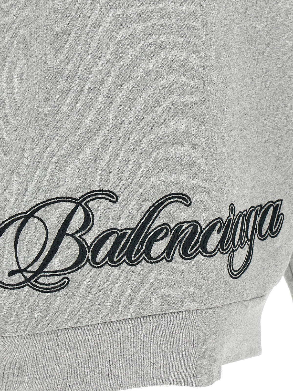 Balenciaga Gray Cotton Sweatshirt - Cursive Embroidery