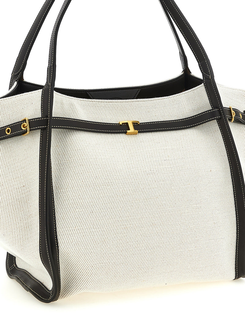 Tod's Medium Tim Multicolor Linen Tote Bag