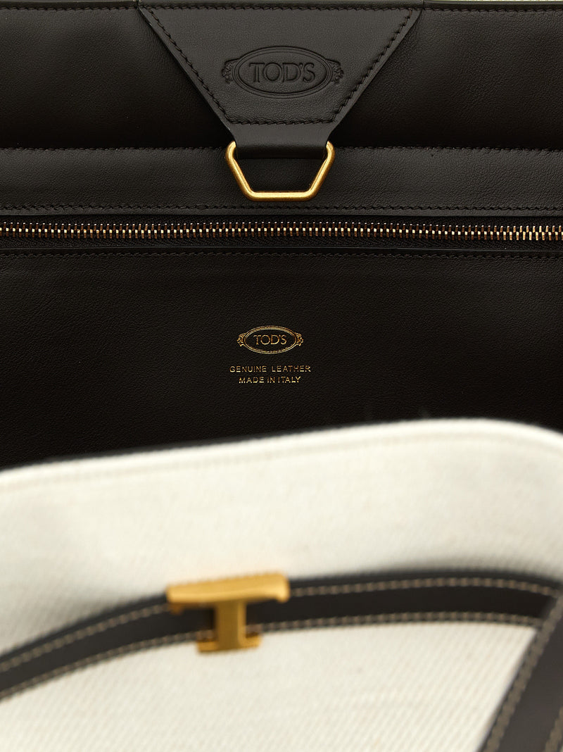 Tod's Medium Tim Multicolor Linen Tote Bag