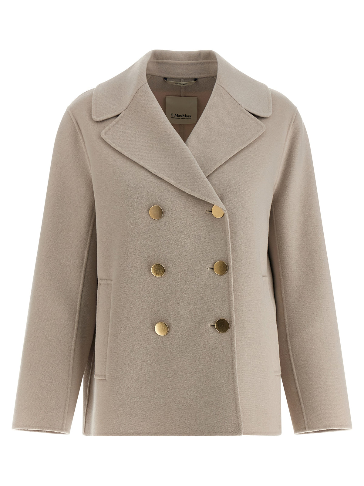 'S Max Mara Beige Virgin Wool Biker Jacket