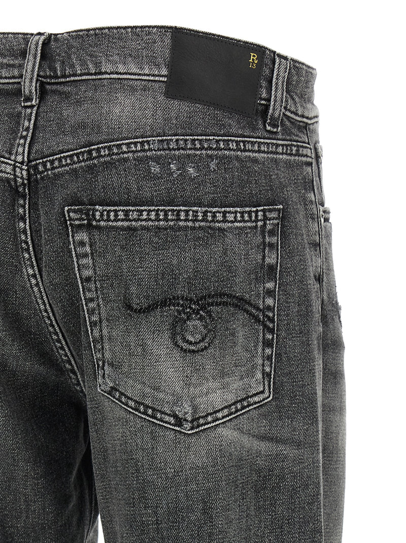 R13 Gray Cotton Boyfriend Jeans