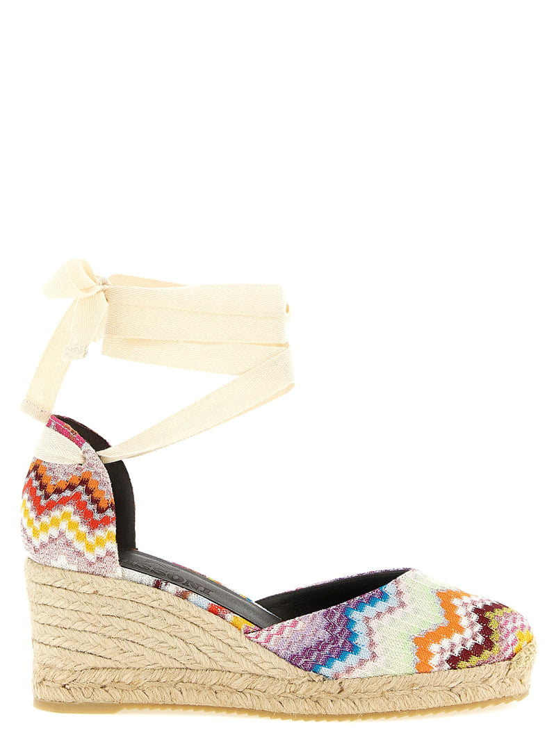 Sandales compensées en cuir de vachette multicolore Missoni
