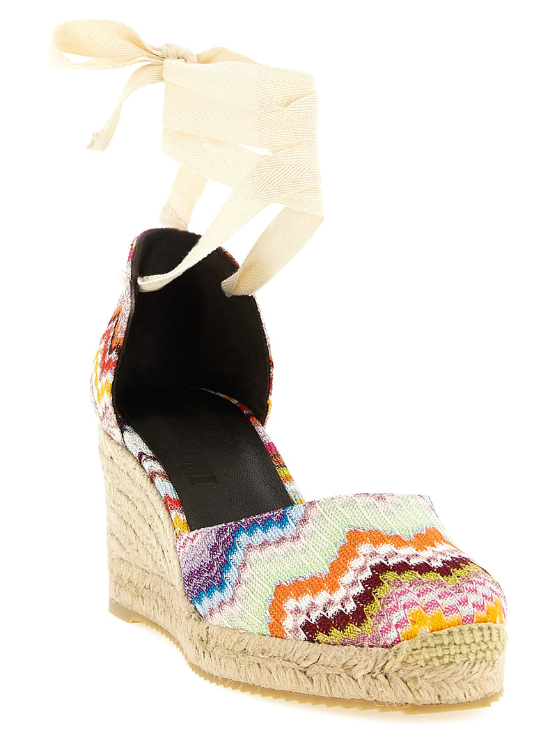 Sandales compensées en cuir de vachette multicolore Missoni