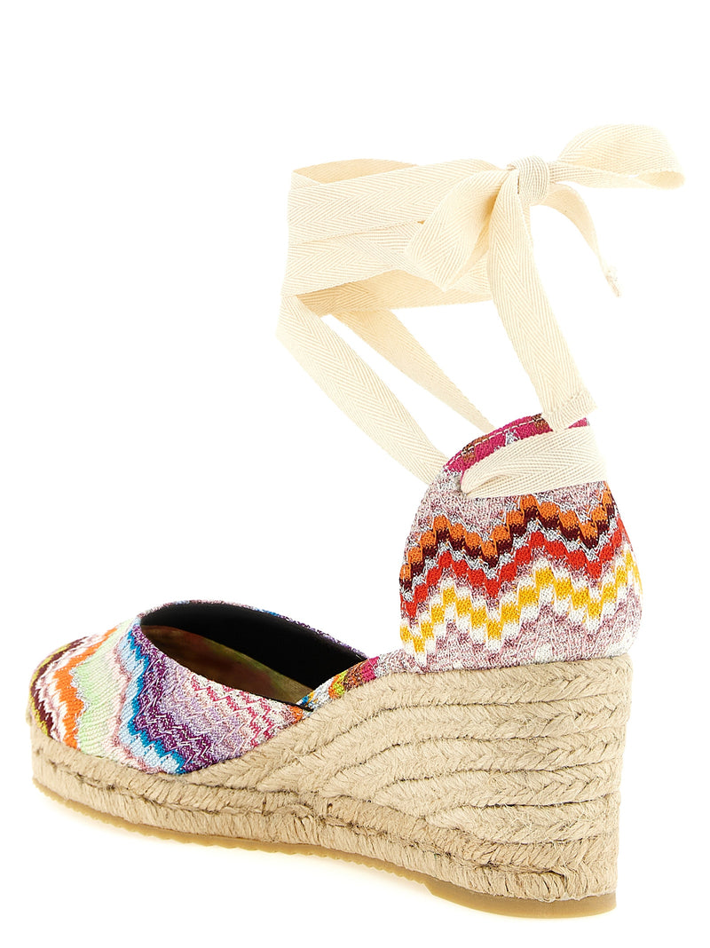 Sandales compensées en cuir de vachette multicolore Missoni