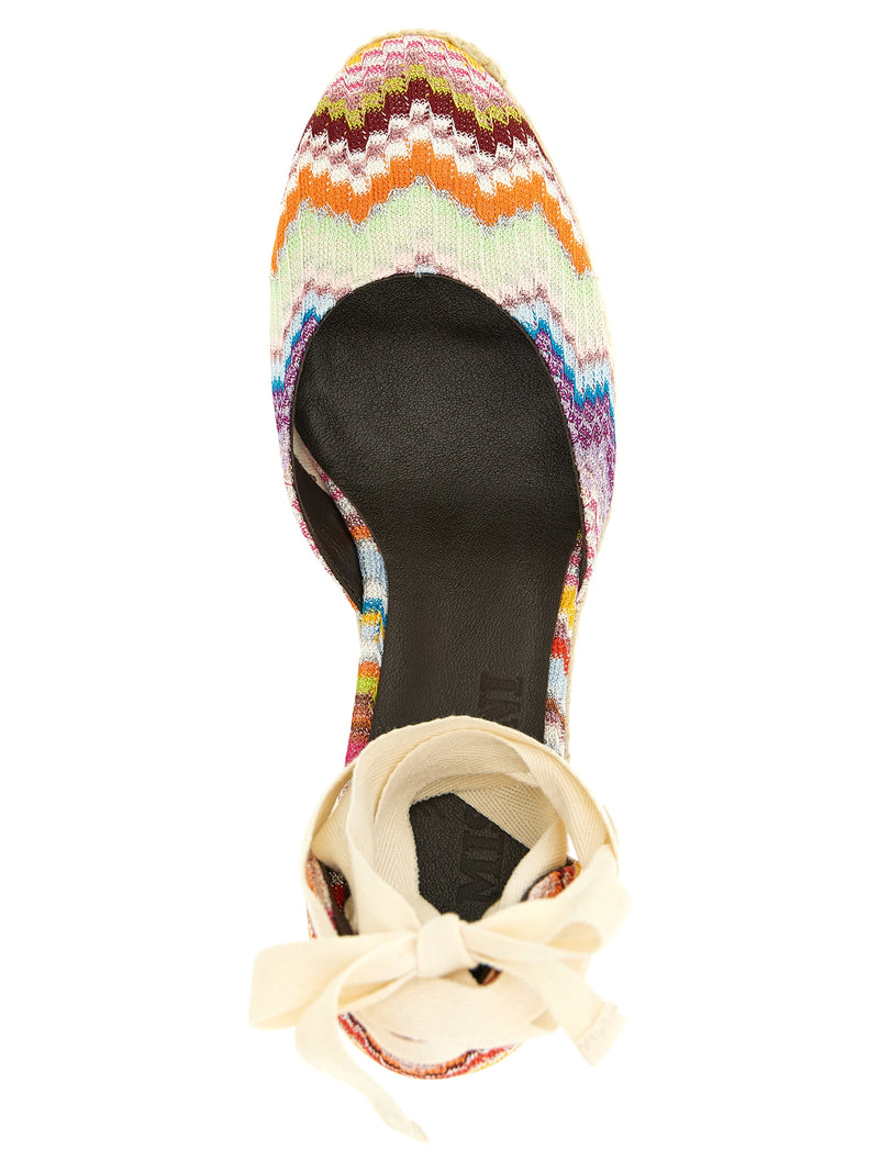 Sandales compensées en cuir de vachette multicolore Missoni