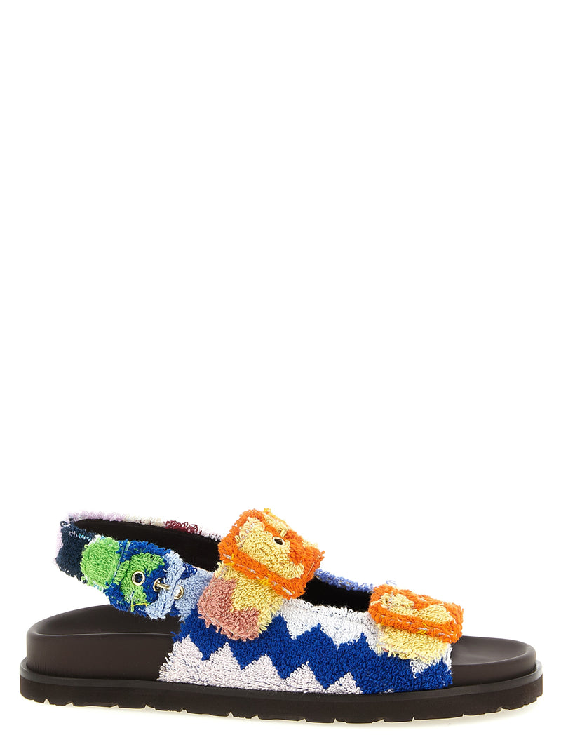 Sandales plates en cuir de chèvre multicolore Missoni
