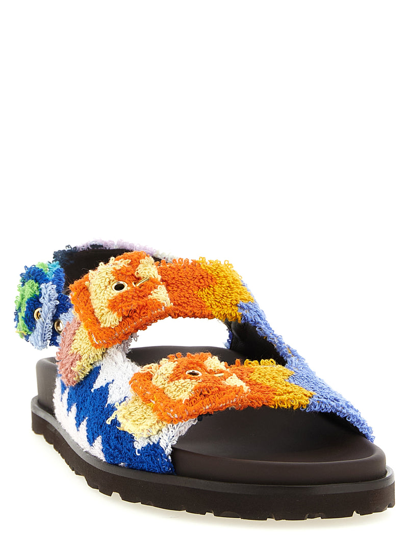 Sandales plates en cuir de chèvre multicolore Missoni