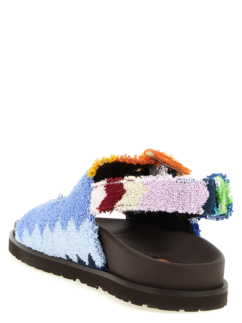 Sandales plates en cuir de chèvre multicolore Missoni