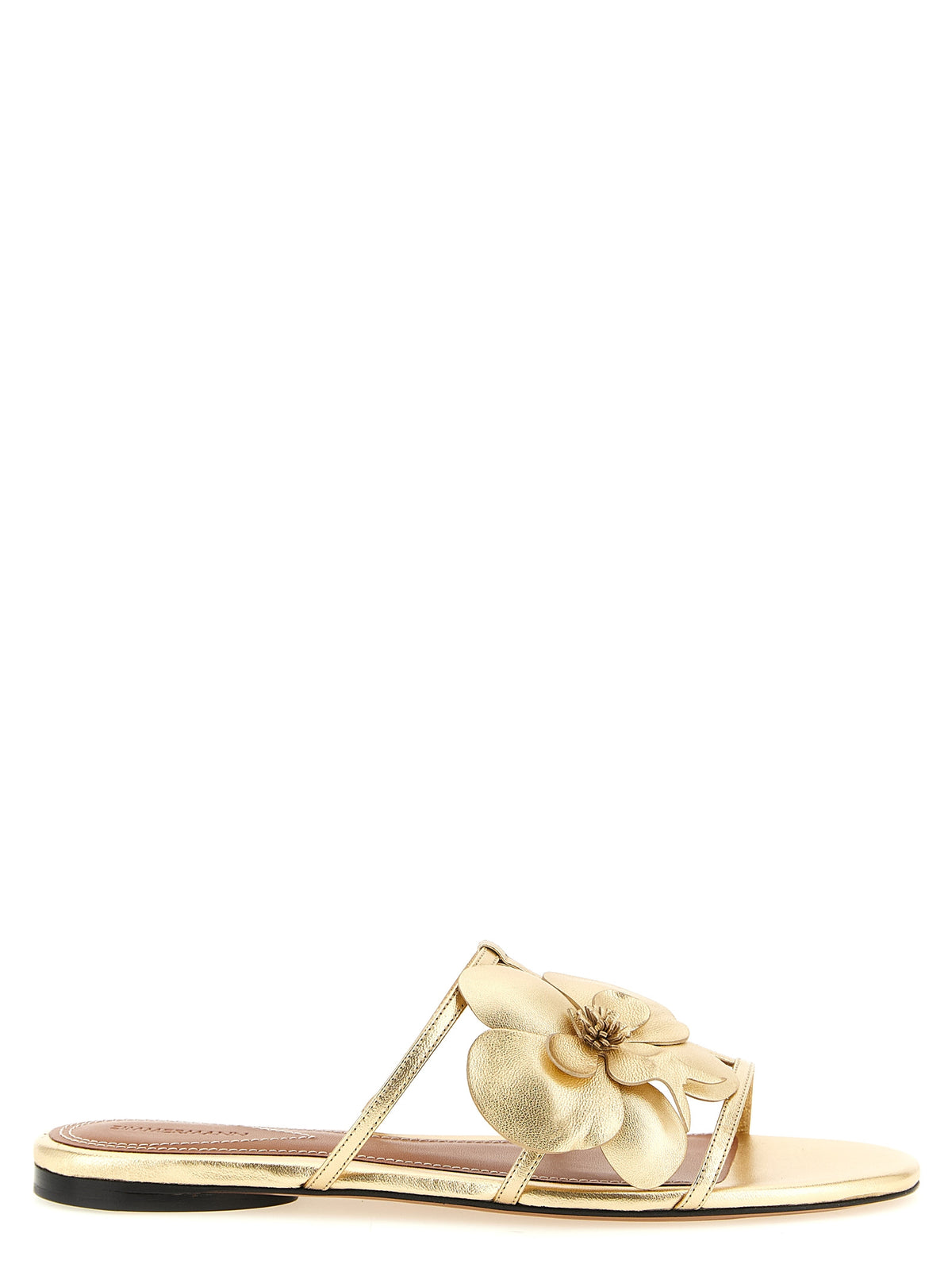 Zimmermann Gold Leather Slides - Elegant Asymmetric Design