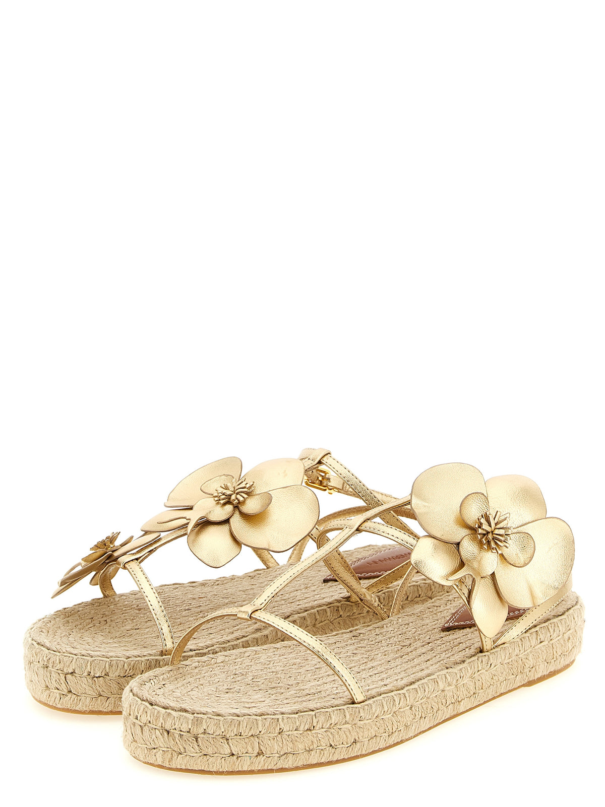 Sandales Plates en Cuir Doré Zimmermann
