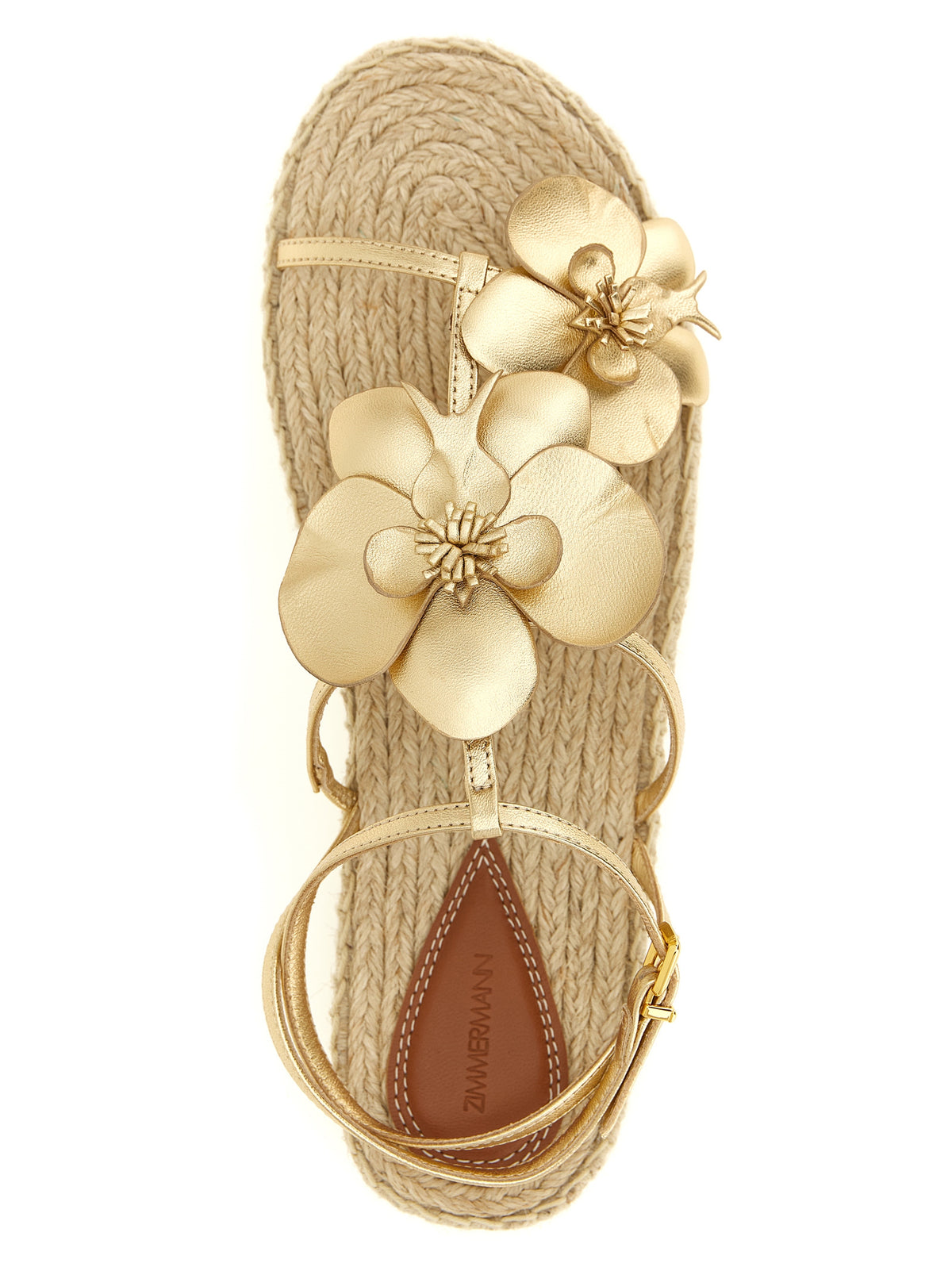 Sandales Plates en Cuir Doré Zimmermann
