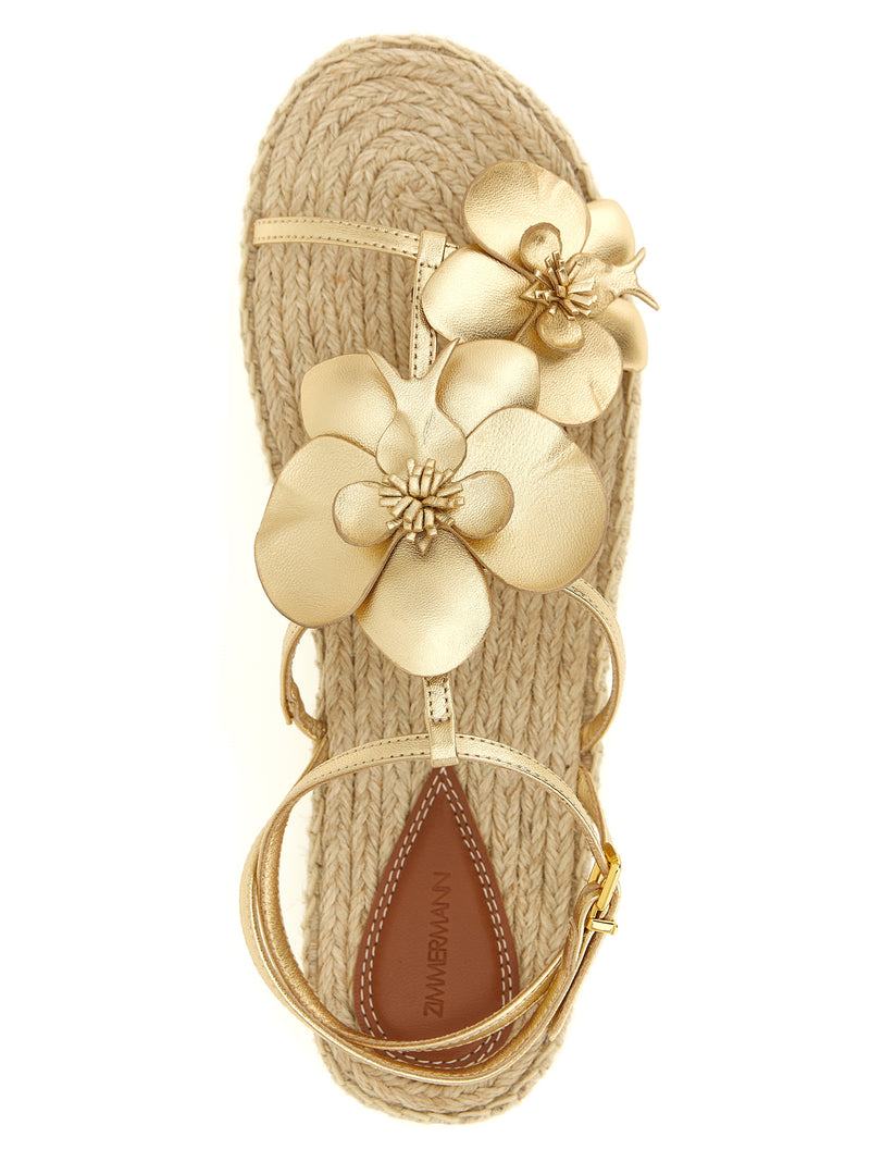 Sandales Plates en Cuir Doré Zimmermann