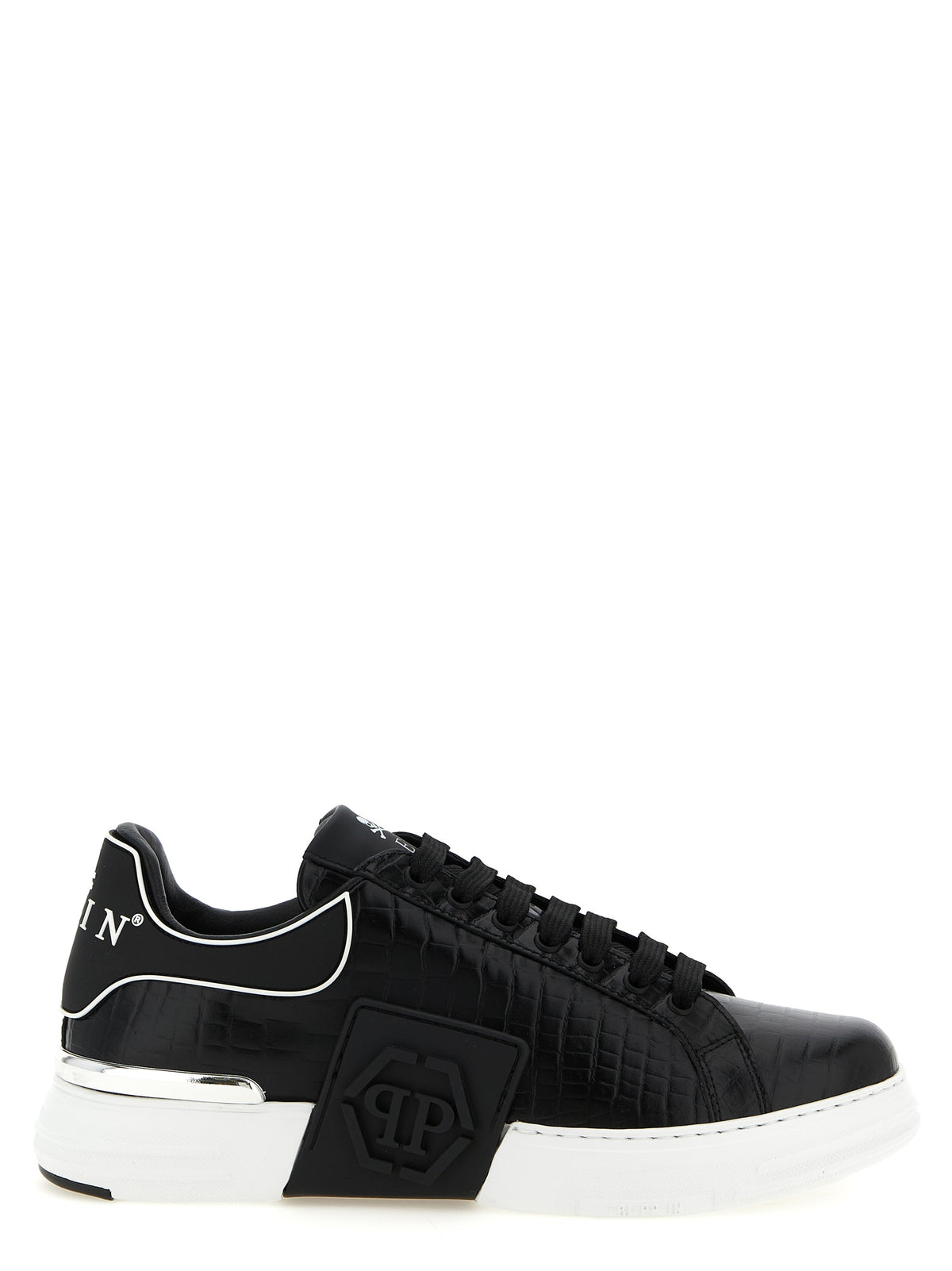 Philipp Plein Baskets basses en cuir de vachette noir