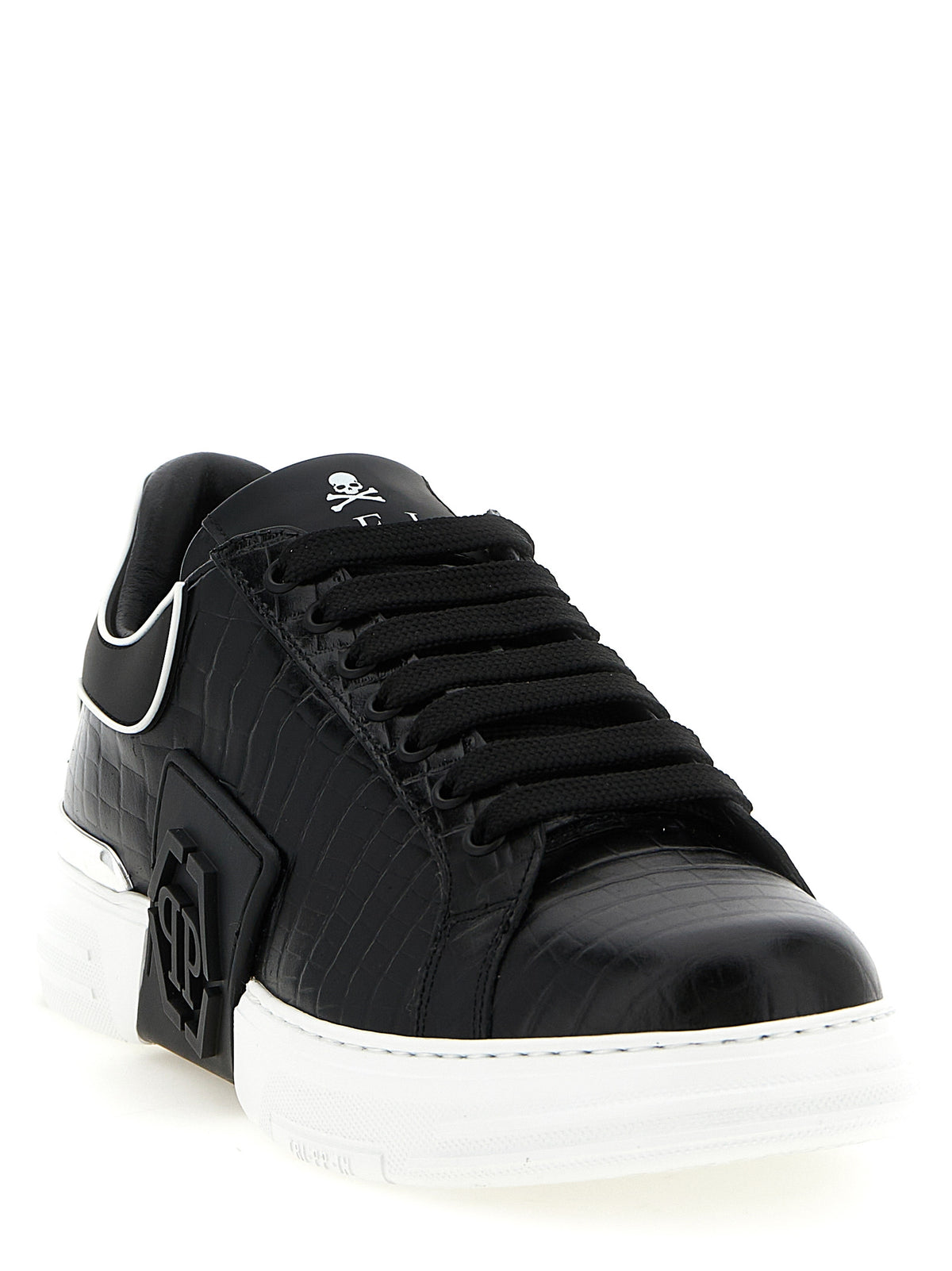 Philipp Plein Baskets basses en cuir de vachette noir