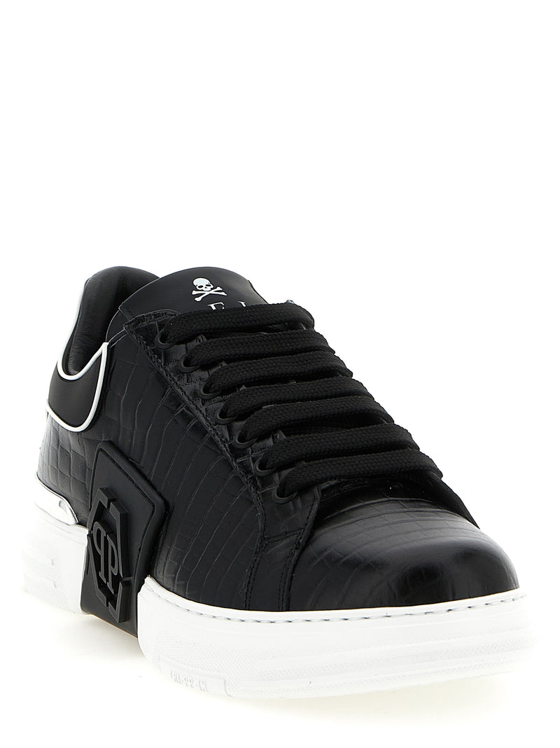 Philipp Plein Black Cowhide Low Top Sneakers