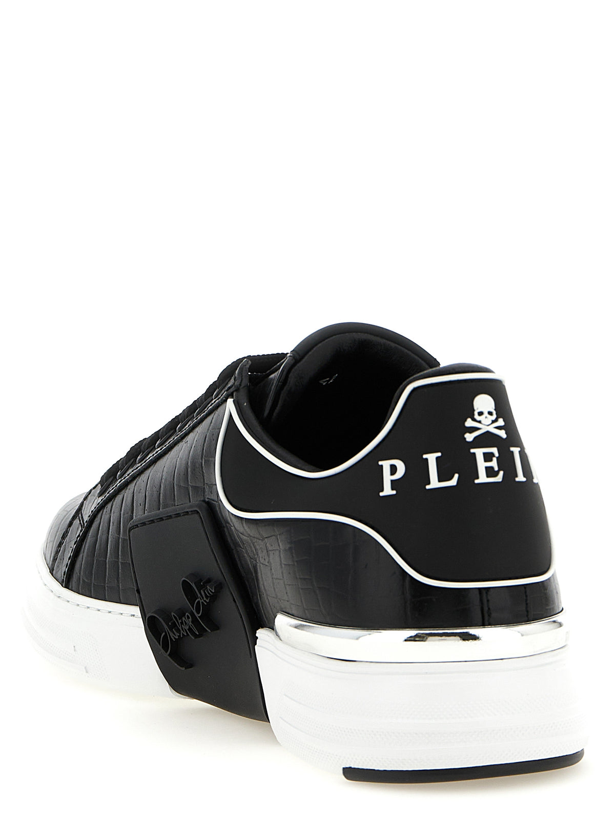 Philipp Plein Baskets basses en cuir de vachette noir