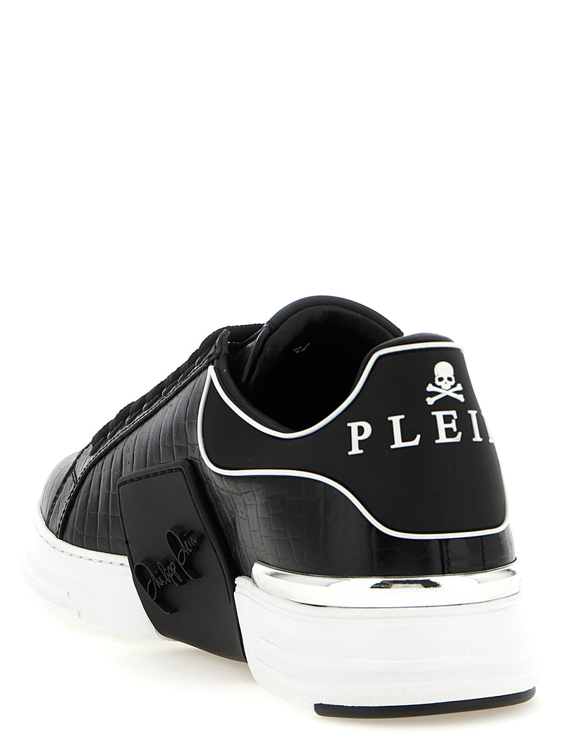Philipp Plein Black Cowhide Low Top Sneakers