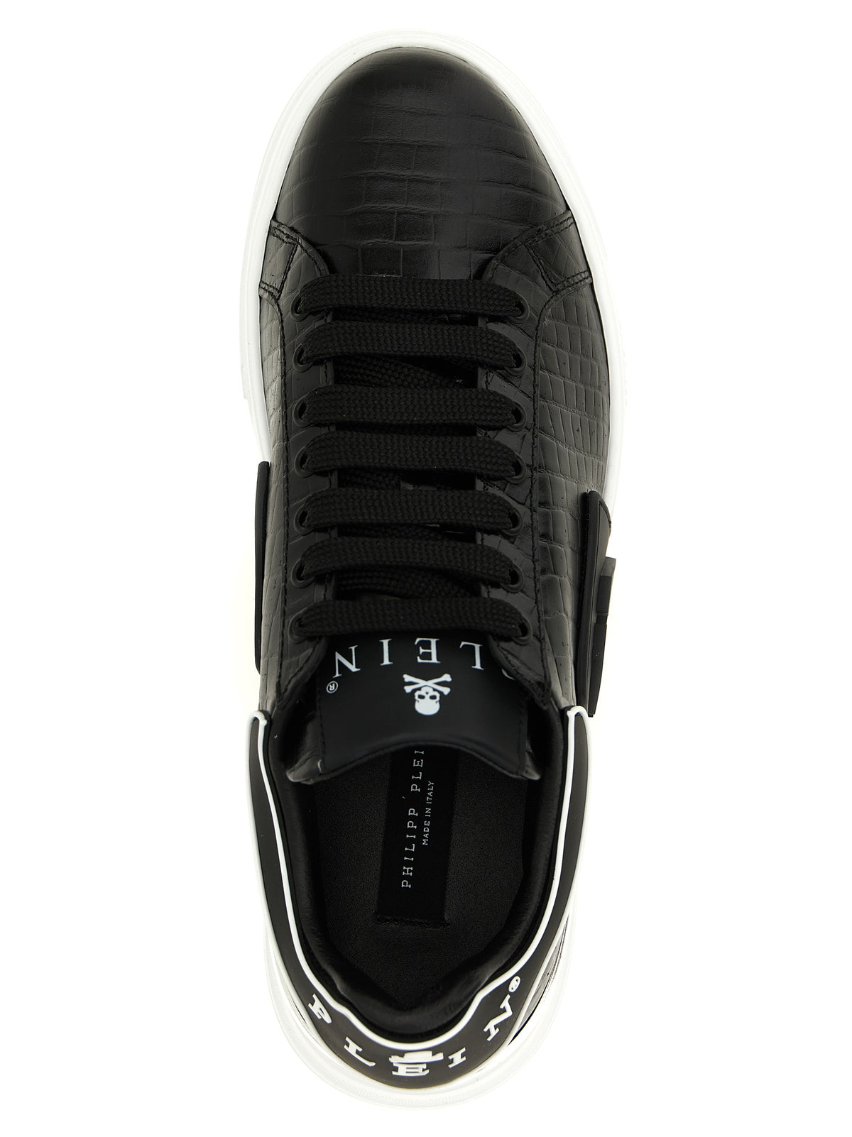 Philipp Plein Baskets basses en cuir de vachette noir
