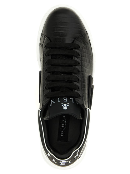 Philipp Plein Black Cowhide Low Top Sneakers
