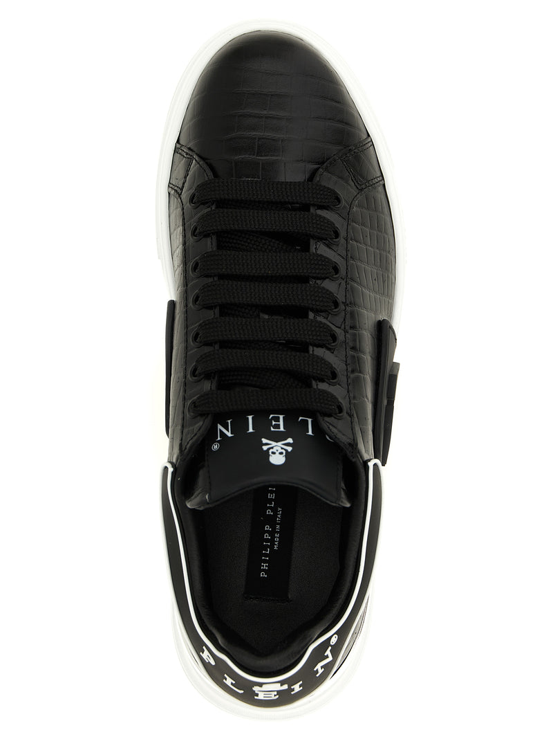 Philipp Plein Black Cowhide Low Top Sneakers